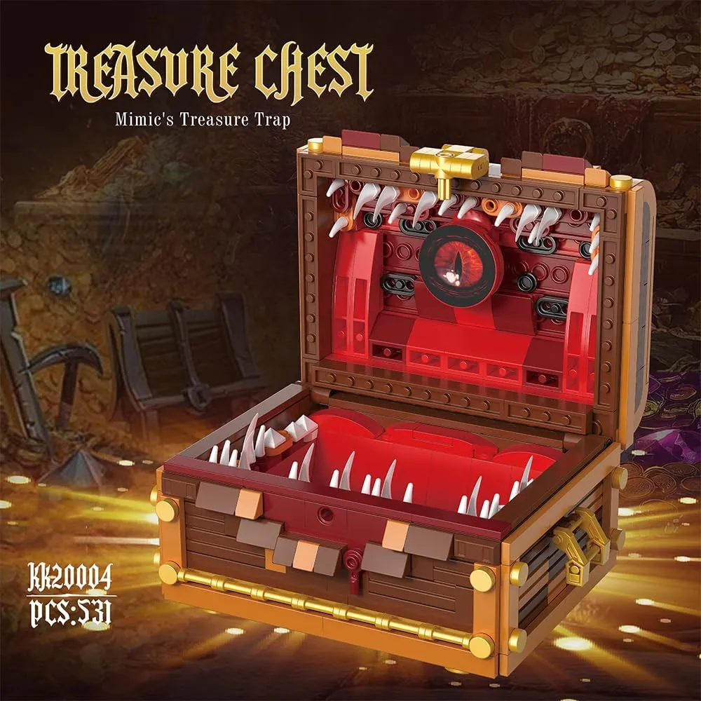 MOC Chest Monster Dragons & Treasures Building Block Set,Dragons Board Game Mimic Treasure Chest Monster Building Block Model Toy for Adult,Collection Toy Gifts for Game Fans (531 pcs)
