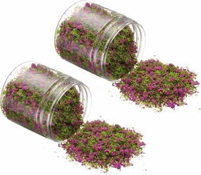 Model Flower Grass, 185ml Capacity, Fake Miniature Flower Grass Tree Plastic Sponge Purple - (Applications: DIY Dollhouse Fairy Garden Model Railway Landscape), 2-Pieces
