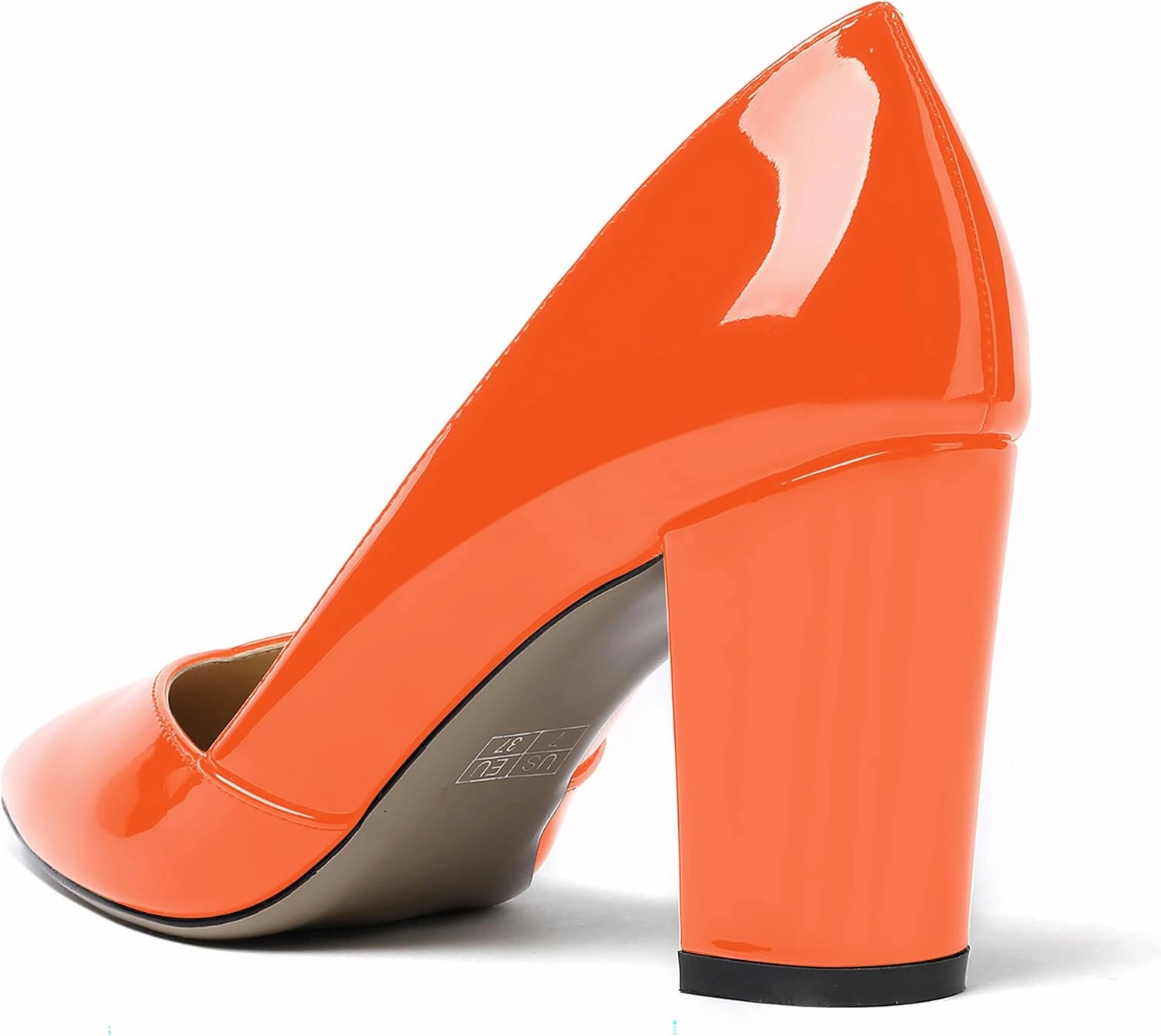 MODENCOCO Women's Pointed Toe Slip On Patent Cut Out Block High Heel Pumps Shoes 3.5 Inch
