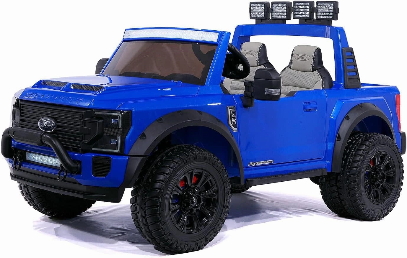 Moderno Kids Ford F450 2 Seater 24V Power Children Ride-On Car Truck with R/C Parental Remote Control   EVA Foam Rubber Wheels   Leather Seat   Bluetooth MP3 FM Radio Music Player   LED Light