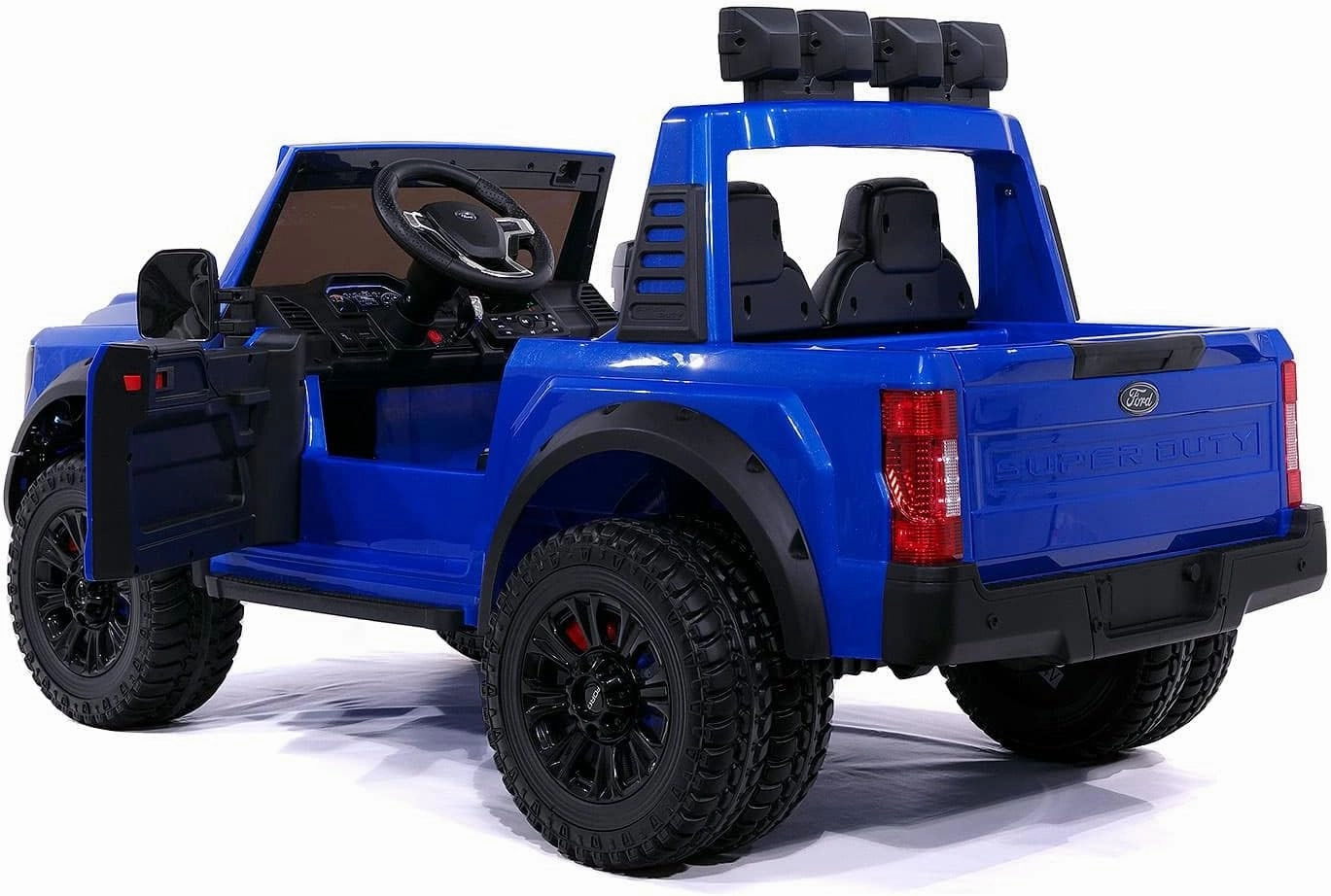 Moderno Kids Ford F450 2 Seater 24V Power Children Ride-On Car Truck with R/C Parental Remote Control   EVA Foam Rubber Wheels   Leather Seat   Bluetooth MP3 FM Radio Music Player   LED Light