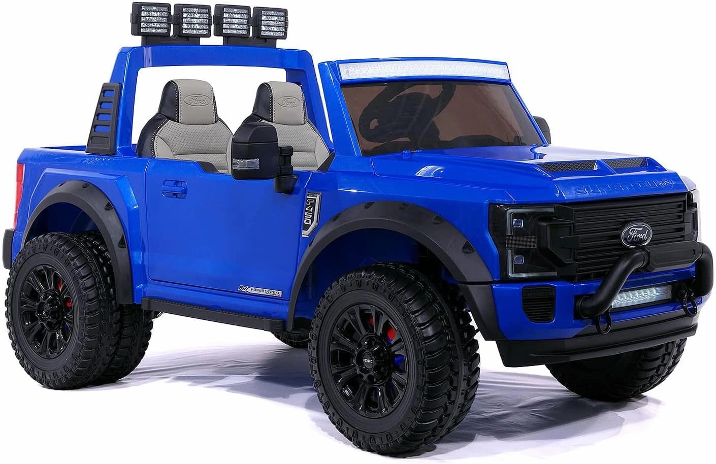 Moderno Kids Ford F450 2 Seater 24V Power Children Ride-On Car Truck with R/C Parental Remote Control   EVA Foam Rubber Wheels   Leather Seat   Bluetooth MP3 FM Radio Music Player   LED Light