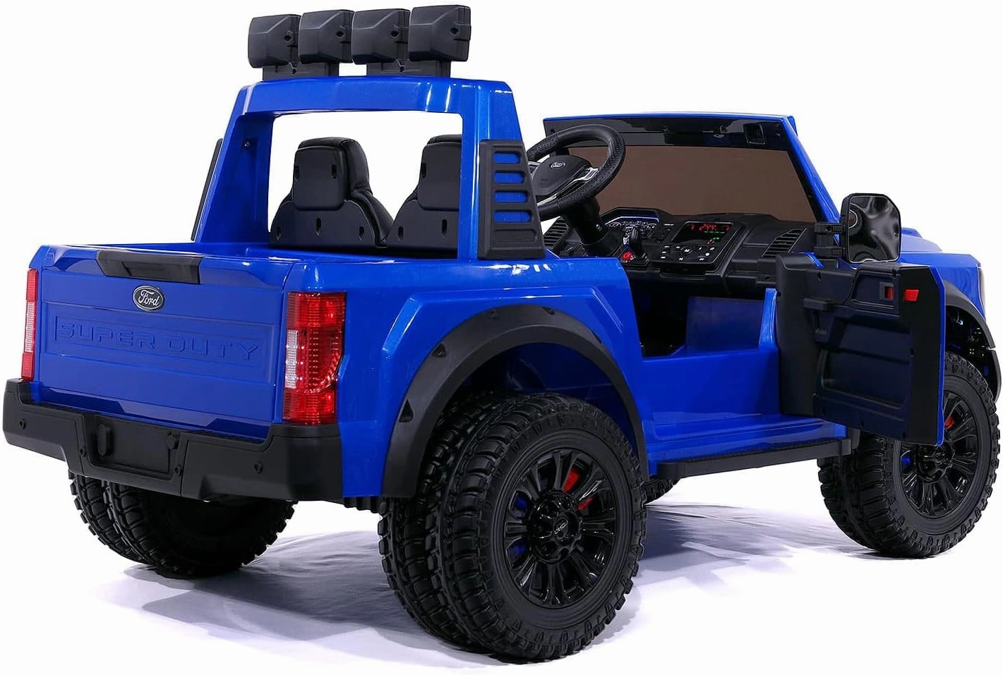 Moderno Kids Ford F450 2 Seater 24V Power Children Ride-On Car Truck with R/C Parental Remote Control   EVA Foam Rubber Wheels   Leather Seat   Bluetooth MP3 FM Radio Music Player   LED Light