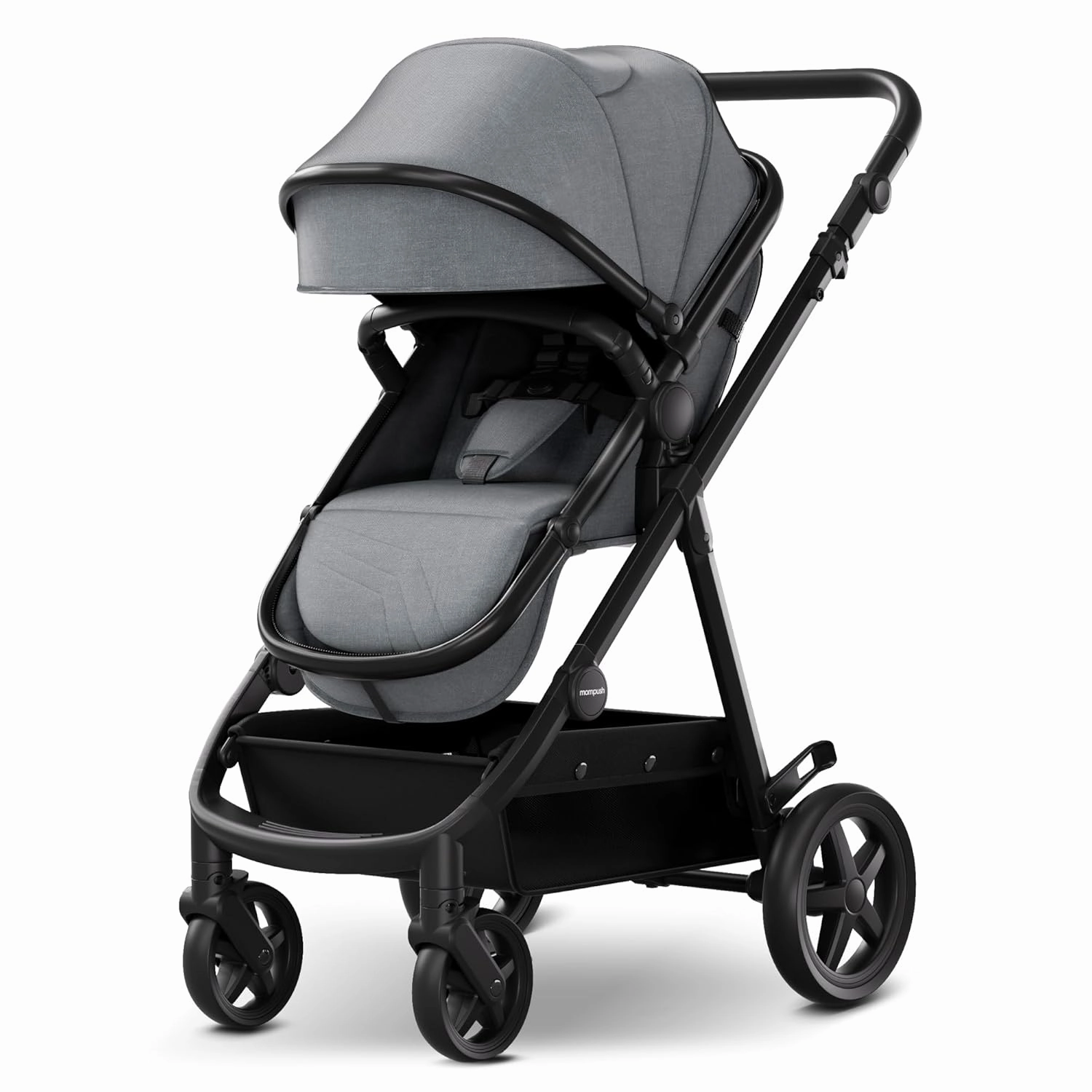 Mompush Meteor2 Baby Stroller 2-in-1 with Bassinet Mode, Compatible with Infant Car Seat Adapter Included, Full-Size Bassinet Strollers for Family Outings