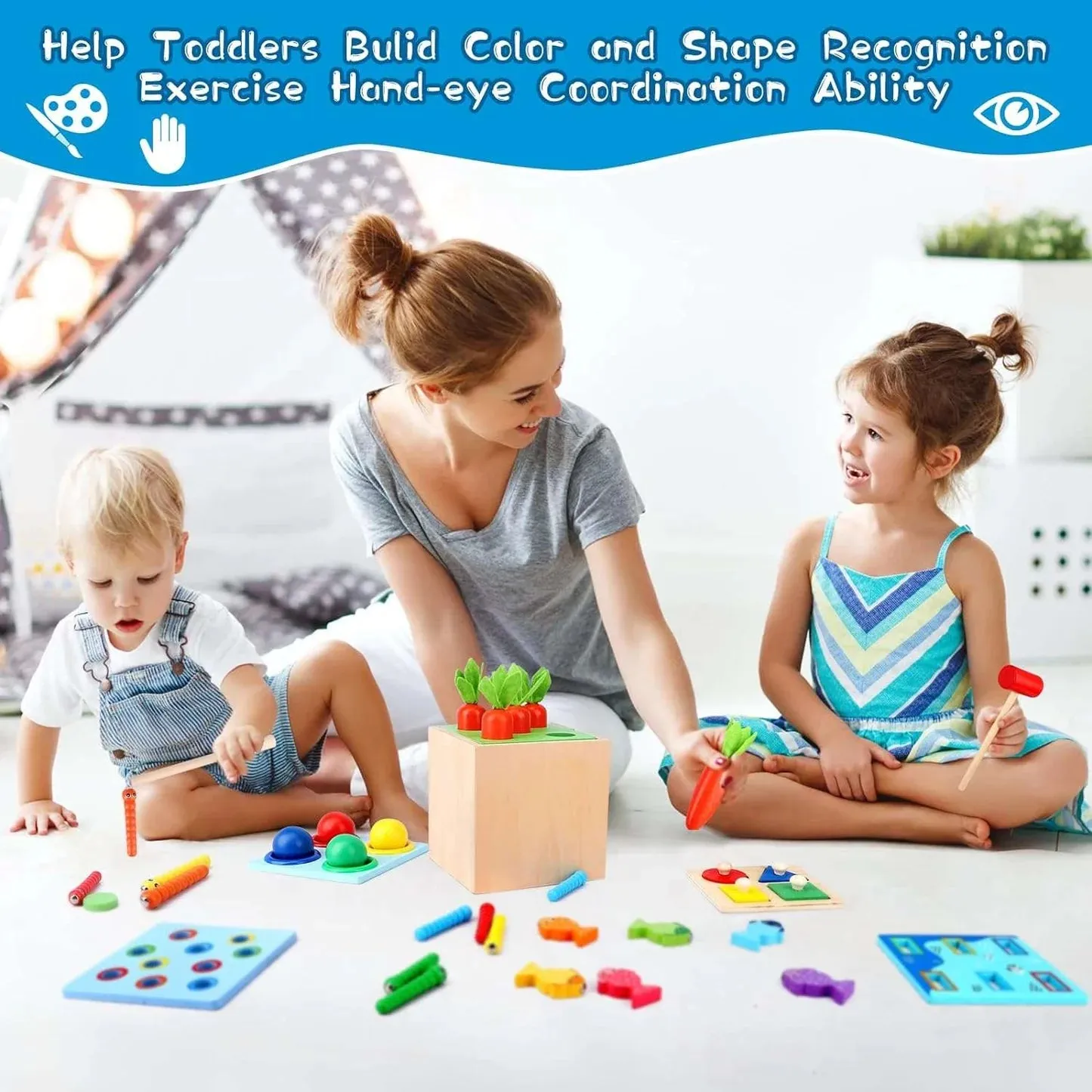 Montessori 5 in 1 Wooden Toys/3y /Educational Toy