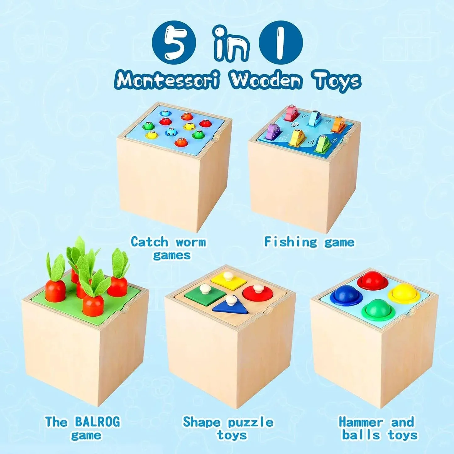 Montessori 5 in 1 Wooden Toys/3y /Educational Toy