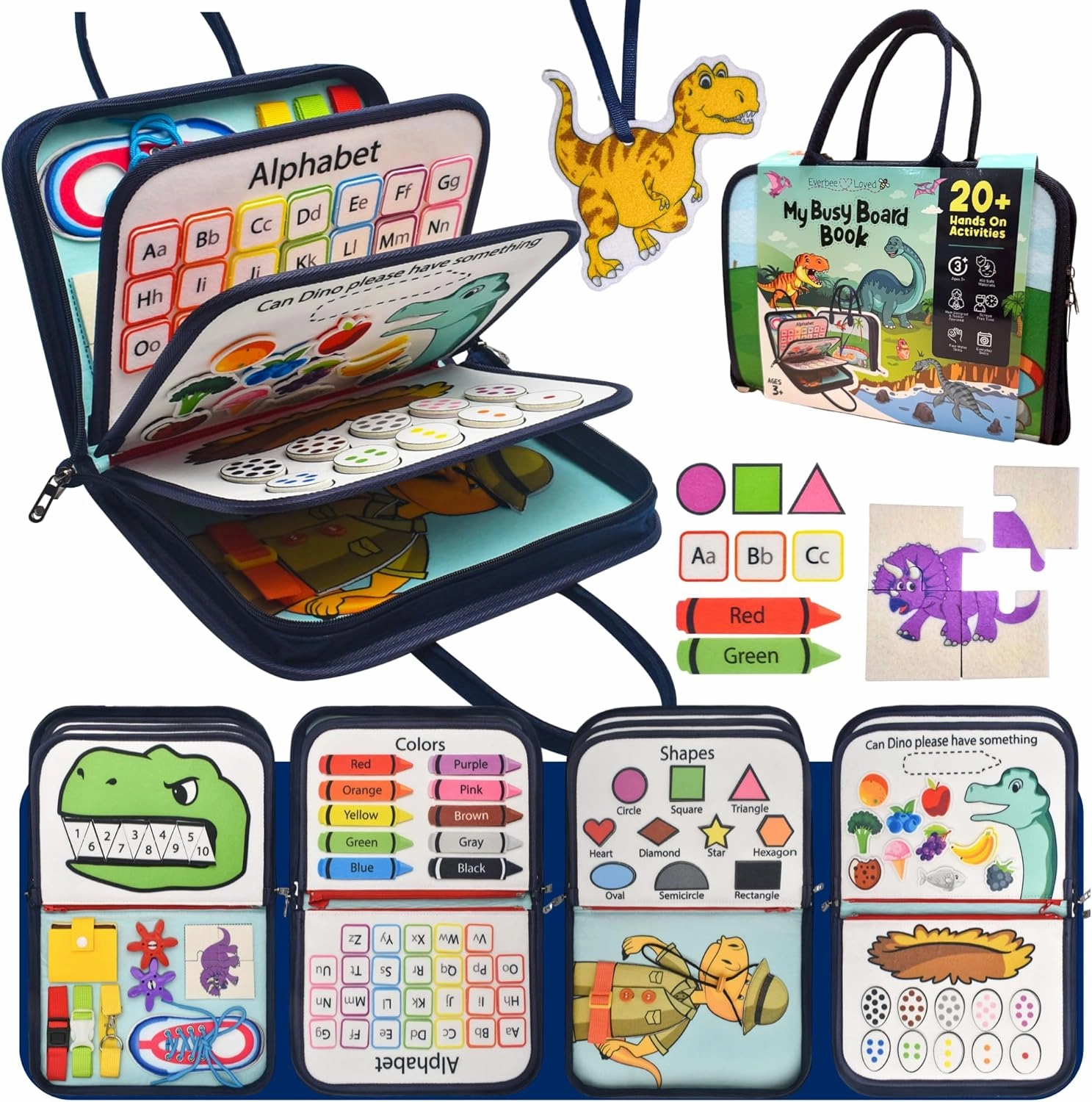 Montessori Busy Board, Quiet Busy Book for Toddlers 3, Toddler Activity Books Ages 3 , Toddler Preschool Learning Activities, Travel Toys for Toddlers 3-5