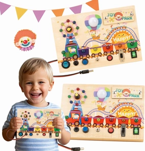 Montessori Busy Board with LED Lights - Switch Sensory Toys for Toddlers, Autism Learning Activities, Baby Travel Educational Toy, Birthday Gift for Boys & Girls (Colorful)