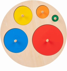 Montessori Toys for 3  Years Old-Shape Puzzle Board,Wooden Peg Circle Puzzle,Jumbo Knob Puzzles for Baby Games Shape Sorter First Baby Puzzle for Toddler Gift for Boys Girls(Multiple Circle Puzzles)