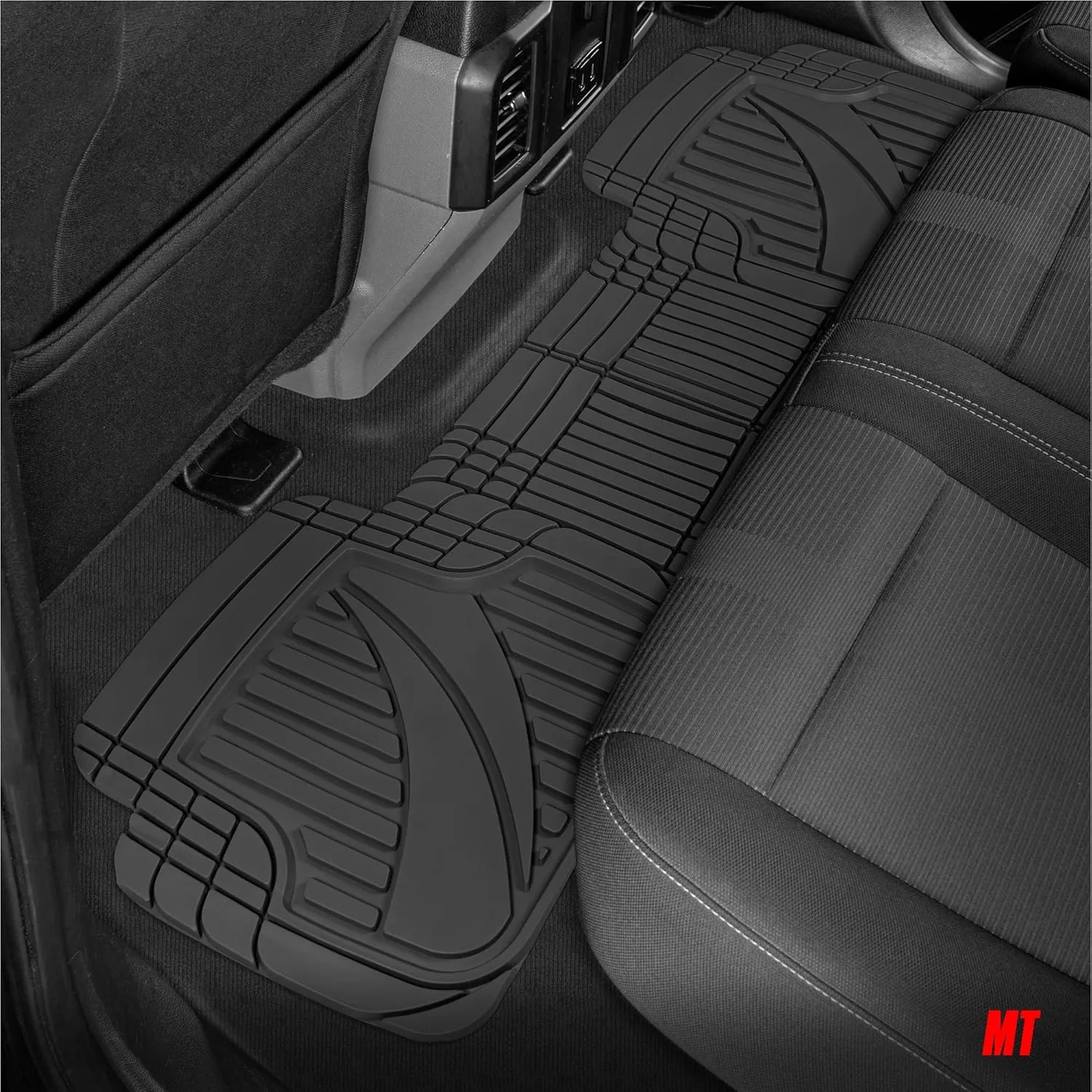 Motor Trend FlexTough Advanced Heavy Duty Black Rubber Car Floor Mats & Cargo Liner for SUV & Car Full Set - Universal Trim to Fit All Weather Automotive Floor Mats & Cargo Liners for SUV, Car, & Van