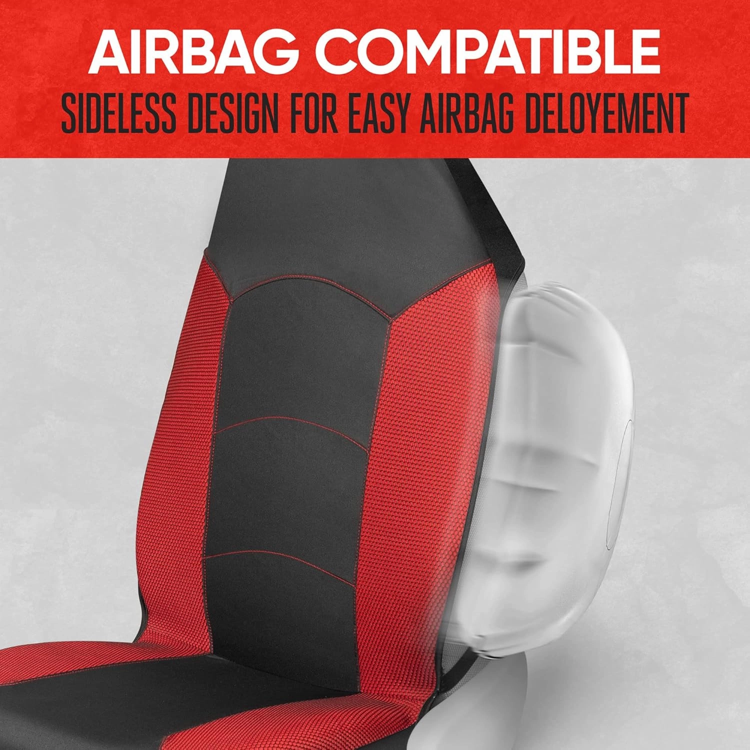 Motor Trend Mesh Red Car Seat Covers for Front Seats - Premium High Back Automotive Seat Covers, Designed for Vehicles with Integrated Fixed Headrests, Interior Seat Covers for Cars Trucks Vans SUVs