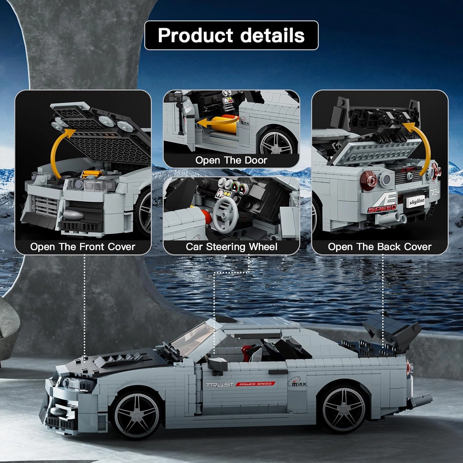 Mould King 10113 JDM Super Car Building Set - High Performance Classic Super Sports Model, 1471 Pieces MOC Race Car Kit for Adults and Kids, Collectible Sports Model