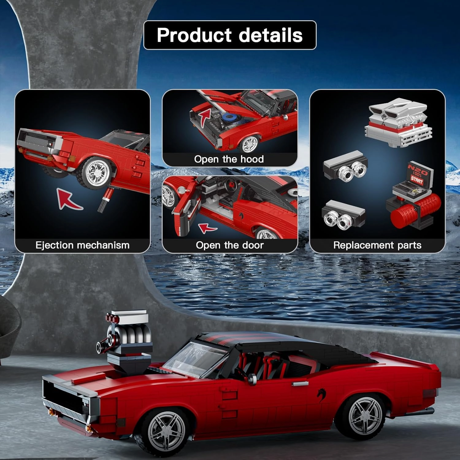 Mould King 1969RT Sports Car Building Block Kits, 10112 Racing Car Model Building Sets, Build and Display Car Set for Adults Boys Kids Aged 14  Collections Enthusiasts, 1869 Pieces