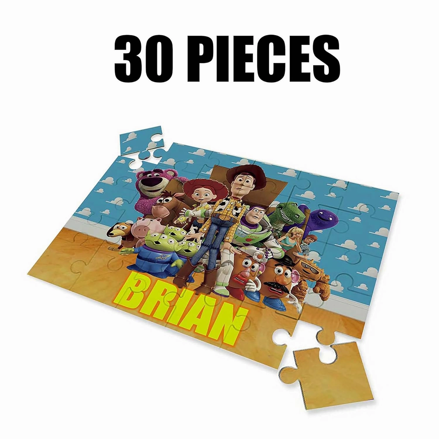 Movies Puzzle with Name Kids Jigsaw Gift Son Daughter Birthday | 30pcs 7.5x9.5in (Toy Story)