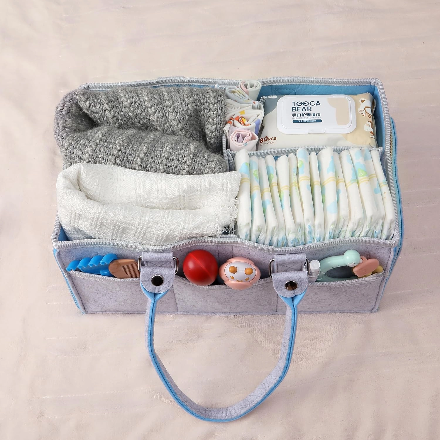 Mr. Pen- Baby Diaper Caddy Organizer, Blue Inside, Diaper Organizer, Car Diaper Caddy