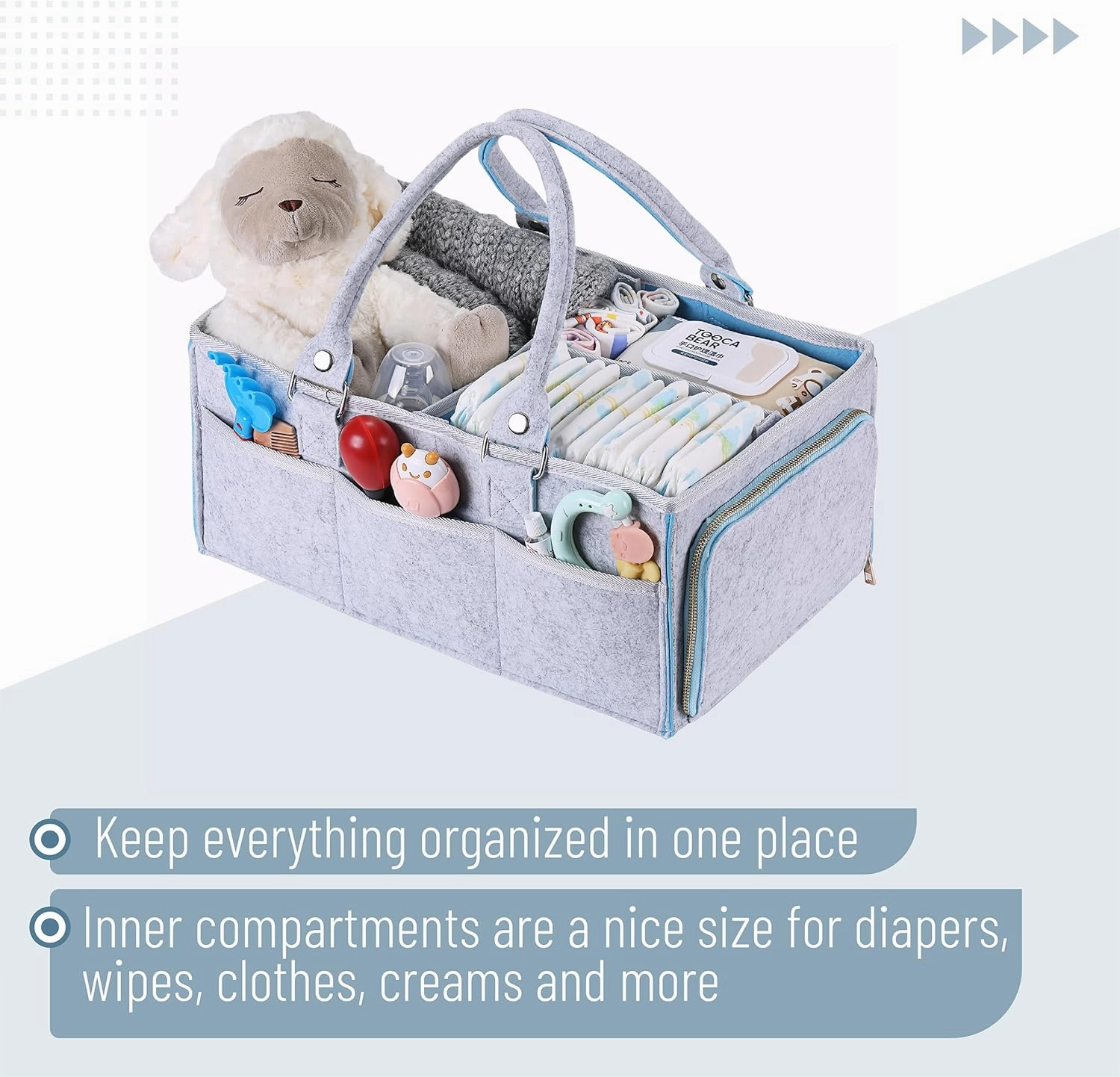 Mr. Pen- Baby Diaper Caddy Organizer, Blue Inside, Diaper Organizer, Car Diaper Caddy
