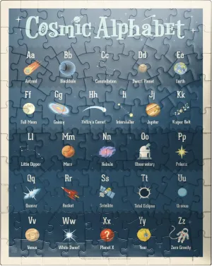 MyPuzzle Cosmic Alphabet, Vintage Poster - Premium 100 Piece Jigsaw Puzzle for Adults