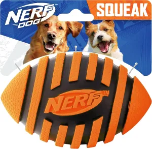 Nerf Dog Spiral Squeak Football Outdoor Dog Toy, 5 Inch Dog Football Squeaking Toy for Medium and Large Breeds, Orange