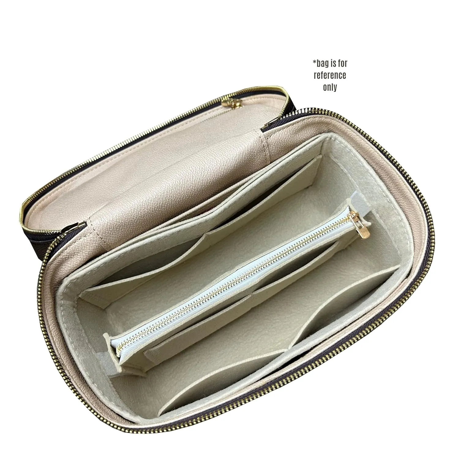 Nice bb Organizer Insert Nice Mini Vanity Organizer Nice Makeup Bag Case Liner Protector Premium Felt Handmade (Nice Mini, Beige)