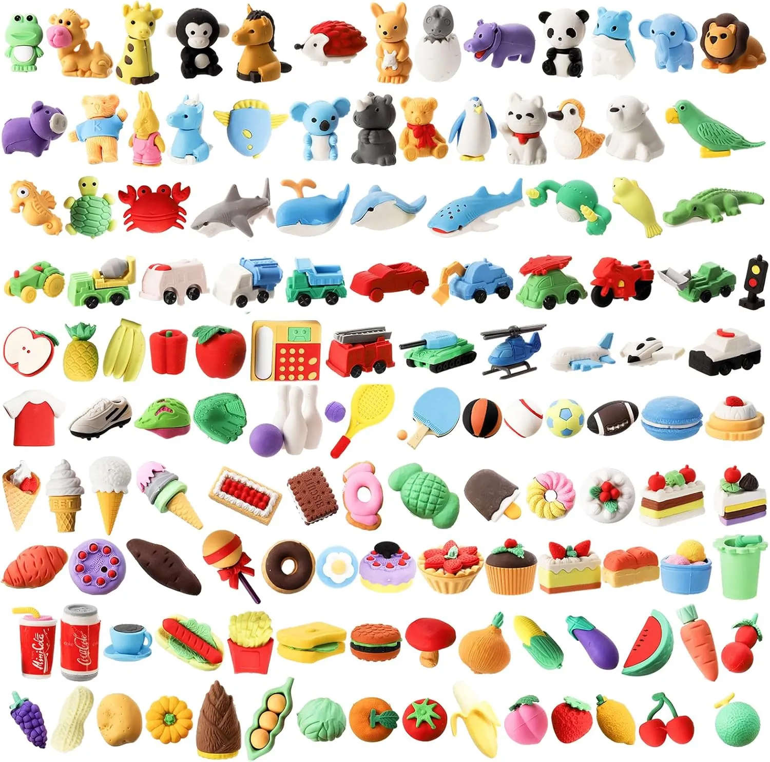 Nicunom 125 Pcs Animal Erasers for Kids, Desk Pets Mini Pencil Erasers Puzzle Eraser Bulk 3D Cute Erasers for Classroom Prizes School Supplies Party Favors Treasure Box Toys Gifts Easter Egg Fillers