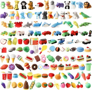 Nicunom 125 Pcs Animal Erasers for Kids, Desk Pets Mini Pencil Erasers Puzzle Eraser Bulk 3D Cute Erasers for Classroom Prizes School Supplies Party Favors Treasure Box Toys Gifts Easter Egg Fillers