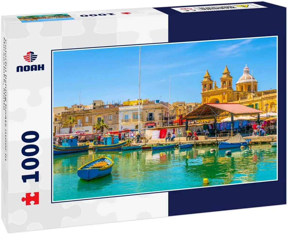 Noah Jigsaw Puzzle Colorful Fishing Boats moor in Marsaxlokk, Malta 1000 Pieces