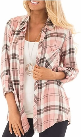 NUOREEL Women Corduroy Shirts Casual Long Sleeve Button Down Blouses Top