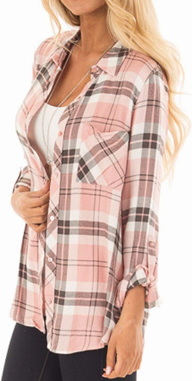 NUOREEL Women Corduroy Shirts Casual Long Sleeve Button Down Blouses Top