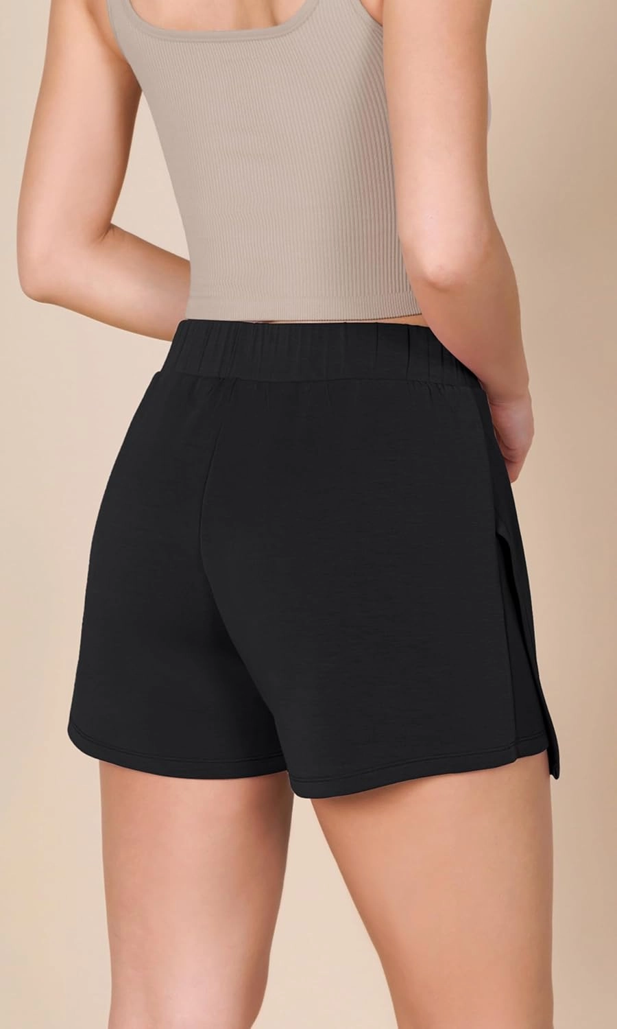 ODODOS Modal Soft Wrap Mini Skorts with Pocket for Women High Waist Asymmetrical Hem Relaxed Shorts