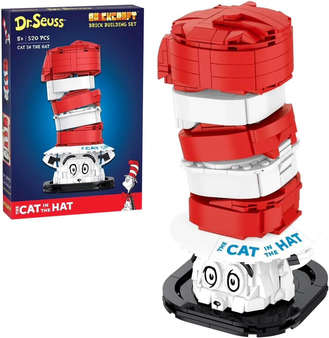 Officially Licensed Dr. Seuss Cat in The Hat Bust with Printed Parts, Includes 556 Pieces Multicolored Brick Building Set