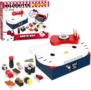 Officially Licensed Sanrio Hello Kitty bento Box with Detailed face and mini Sushi Builds Included 191 Pieces Multicolored Brick Building Set