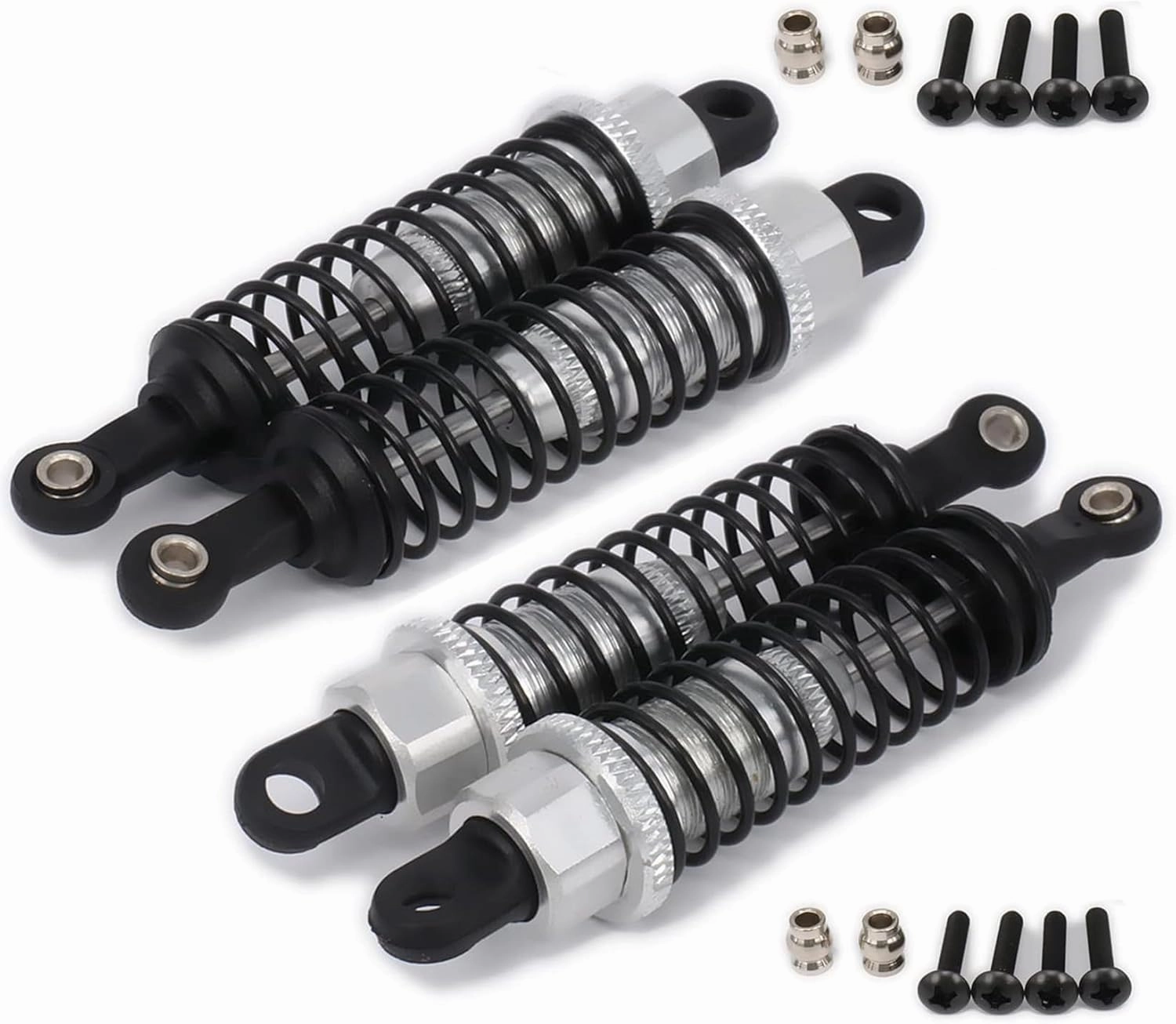 Oil adjustable 70mm alloy shock absorber damper for rc car 1/16 buggy truck Hsp hip losi Toy upgraded hop-up parts 4pcs/set（Silver）