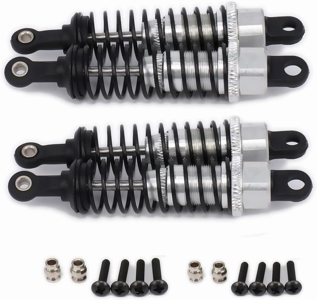Oil adjustable 70mm alloy shock absorber damper for rc car 1/16 buggy truck Hsp hip losi Toy upgraded hop-up parts 4pcs/set（Silver）