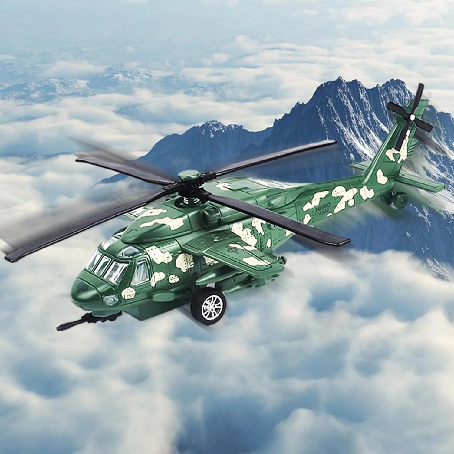 OTONOPI Military Helicopter Toy with Lights and Sounds, Die Cast Metal Airplane Pull Back Army Plane Toys for Kids Children Boys Girl