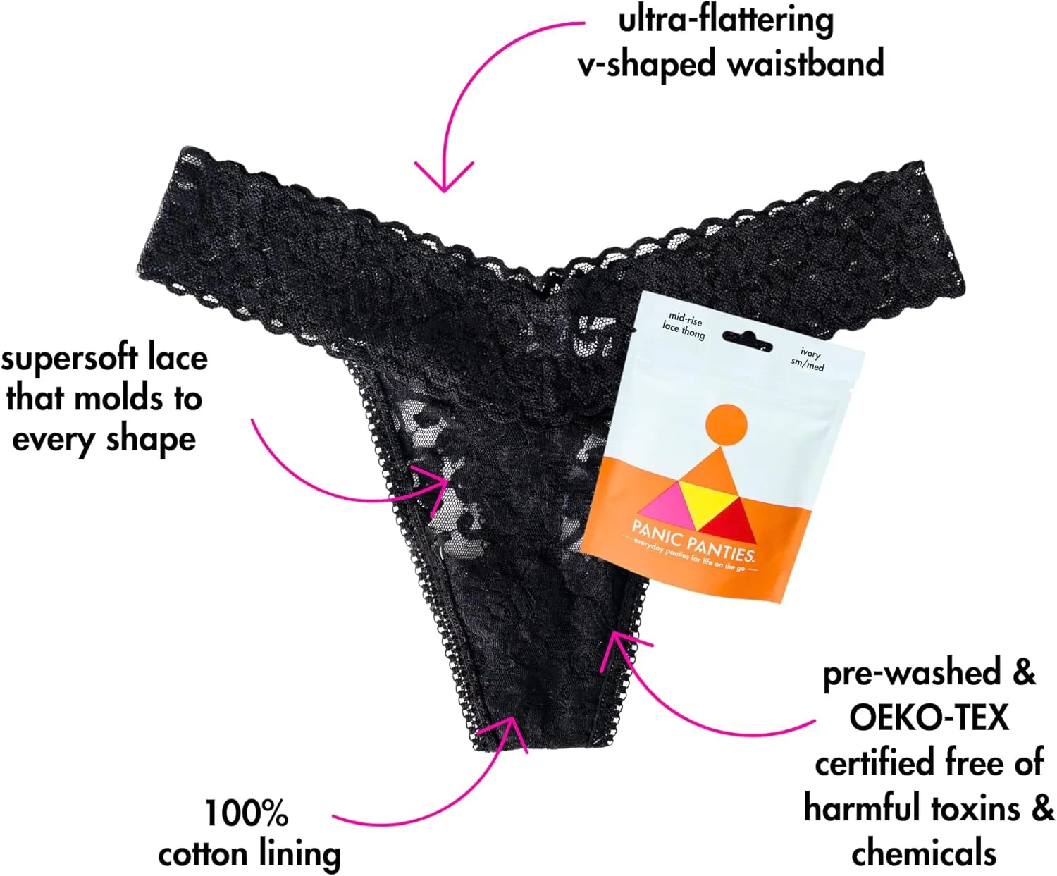 Panties For Your Purse: Mid-Rise Lace Thong, Bachelorette Party Favors, 4 Pack