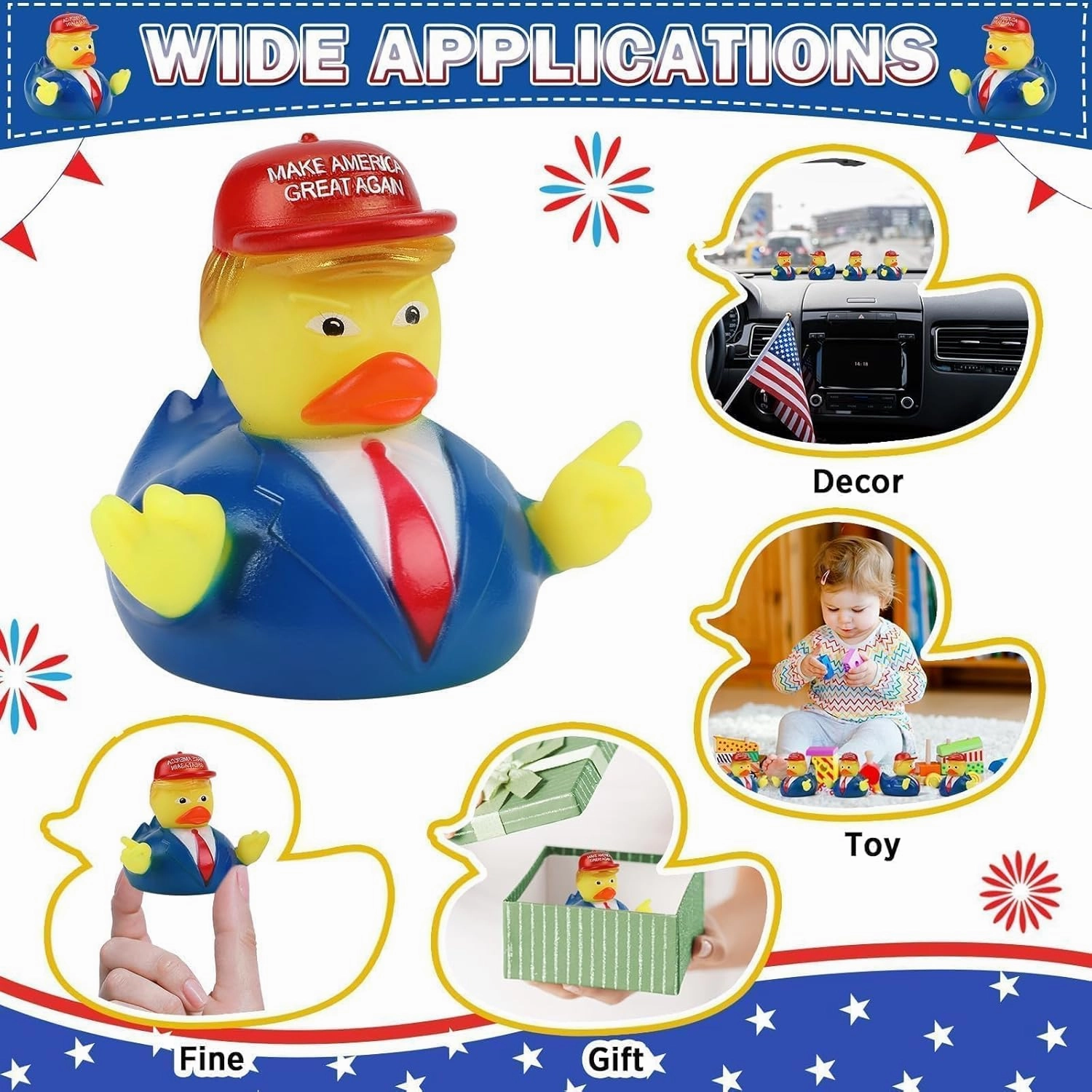 party greeting 24 Pcs Ronald Trampster Rubber Duck Update 2025 Ronald Trampster Rubber Duck for President MAGA New Funny Baby Bath Duckies Toy for Election Ducking Baby Shower Kids Adults Men Gift