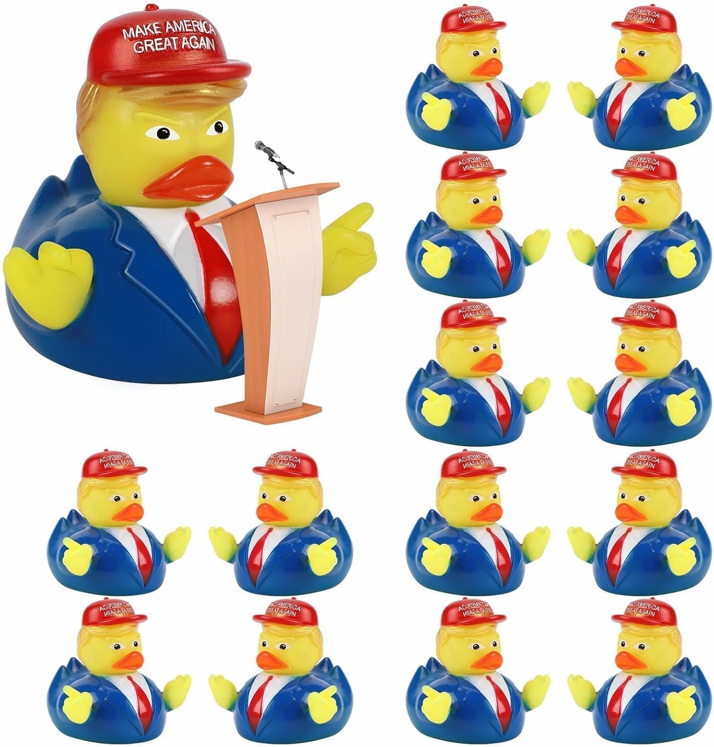 party greeting 24 Pcs Ronald Trampster Rubber Duck Update 2025 Ronald Trampster Rubber Duck for President MAGA New Funny Baby Bath Duckies Toy for Election Ducking Baby Shower Kids Adults Men Gift