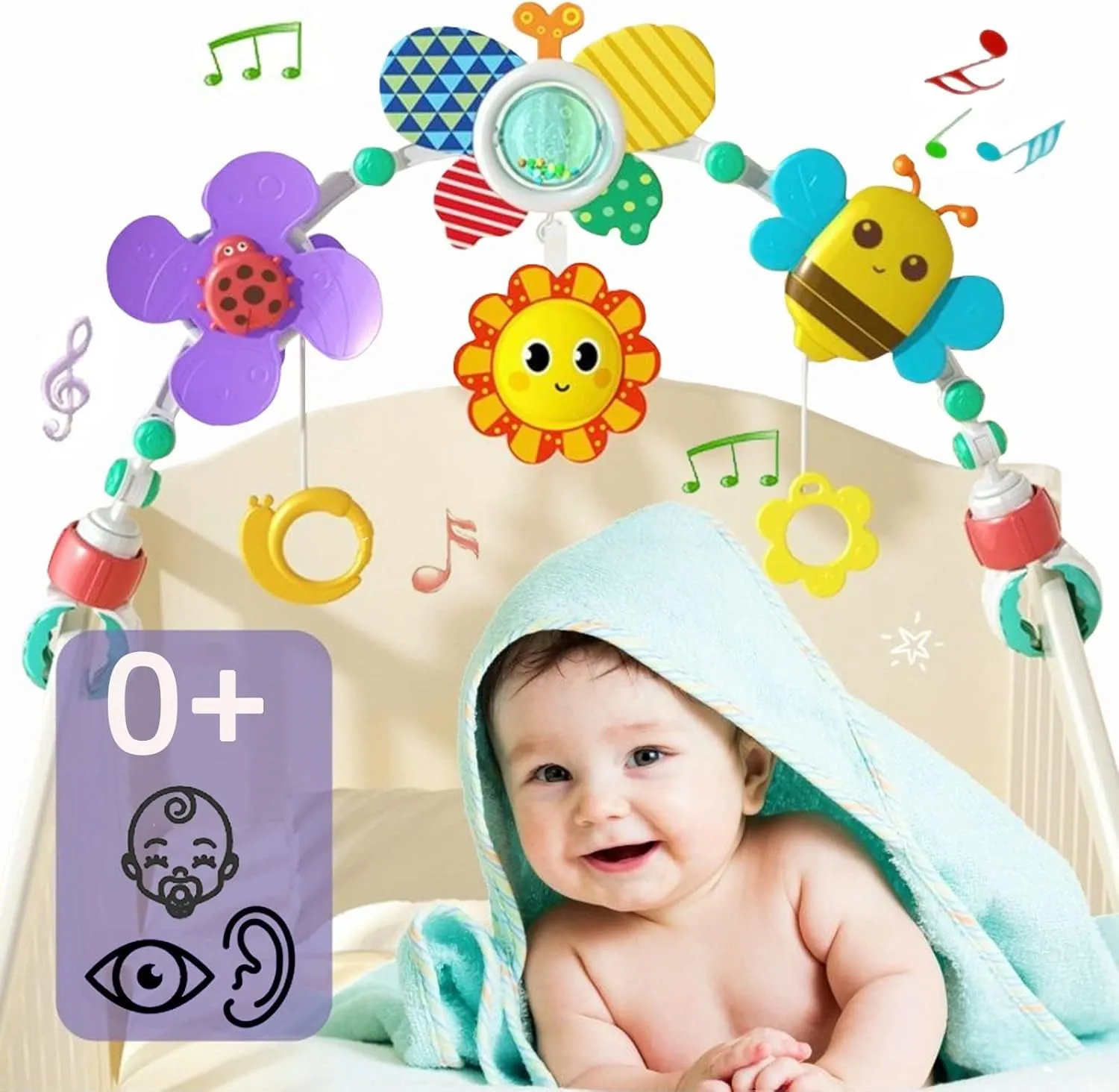 Pau1Hami1ton Stroller Arch Toys, Car Seat Toys, Adjustable Hanging Toy Bar/Mobile for Bassinet, Crib Bed, Bouncer - Baby Gifts S-19 (Butterfly)