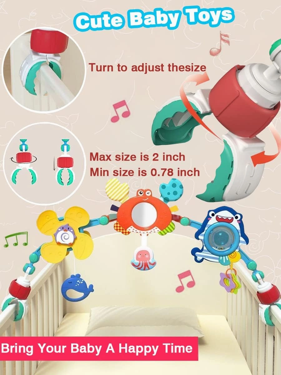 Pau1Hami1ton Baby Stroller Arch Toys, Car Seat Toys,Bouncer Toy Bar/Mobile for Bassinet,Adjustable Baby Hanging Toys Fit for Crib Bed,Stroller,Car Seat,Baby Gifts.S-19(Crab)