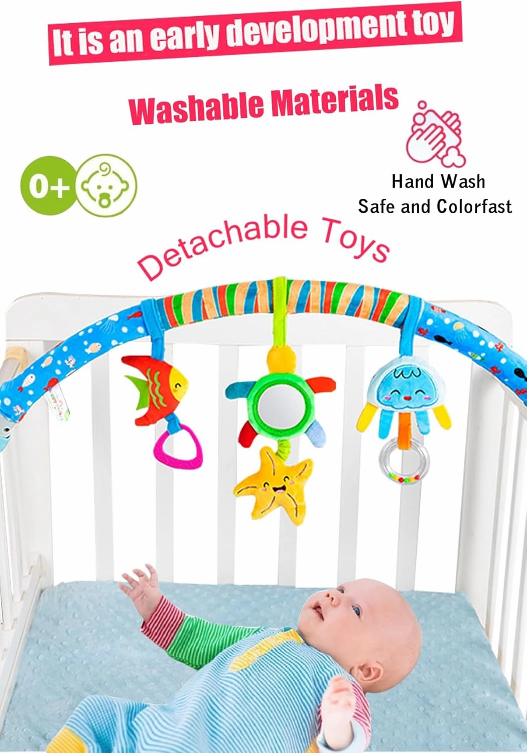 Pau1Hami1ton Baby Stroller Arch Toys, Car Seat Toys,Bouncer Toy Bar/Mobile for Bassinet,Adjustable Baby Hanging Toys Fit for Crib Bed,Stroller,Car Seat,Baby Gifts.S-19(Star)
