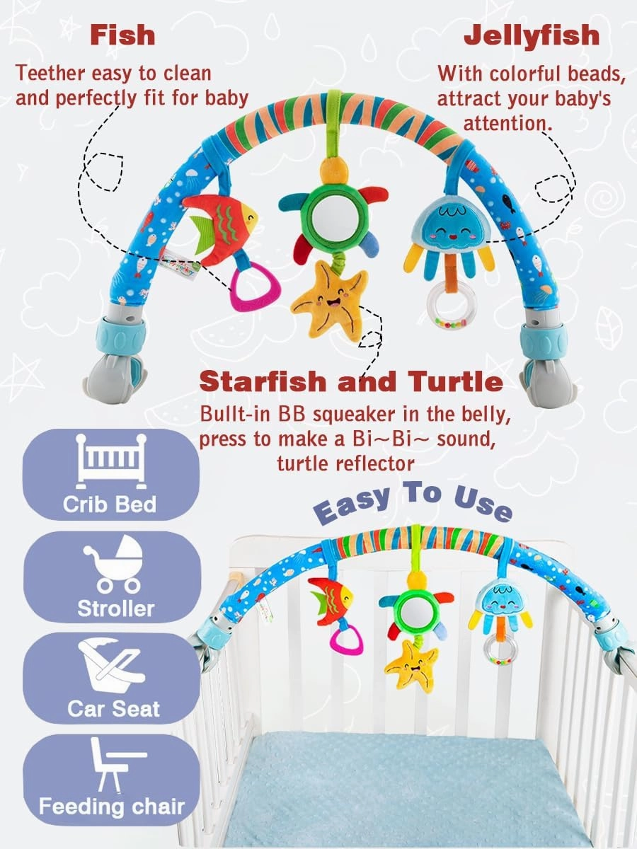 Pau1Hami1ton Baby Stroller Arch Toys, Car Seat Toys,Bouncer Toy Bar/Mobile for Bassinet,Adjustable Baby Hanging Toys Fit for Crib Bed,Stroller,Car Seat,Baby Gifts.S-19(Star)