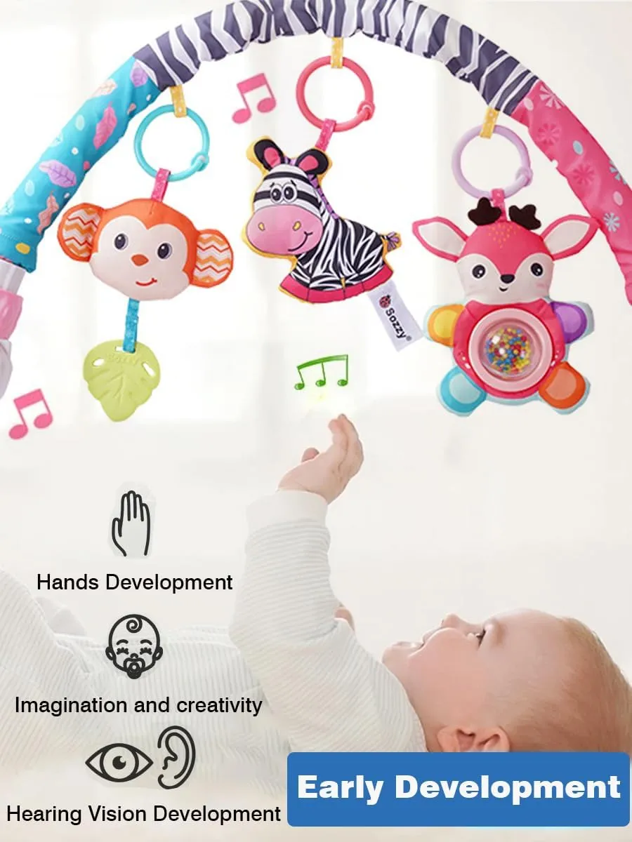 PauHami1ton Car Seat & Stroller Toy Bar/Mobile, Adjustable Hanging Toys for Crib/S-19(Pink Zebra)