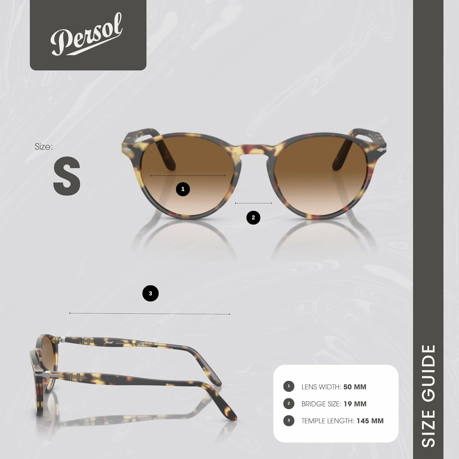 Persol PO3092SM Round Sunglasses for Men   BUNDLE With Designer iWear Complimentary Eyewear Kit