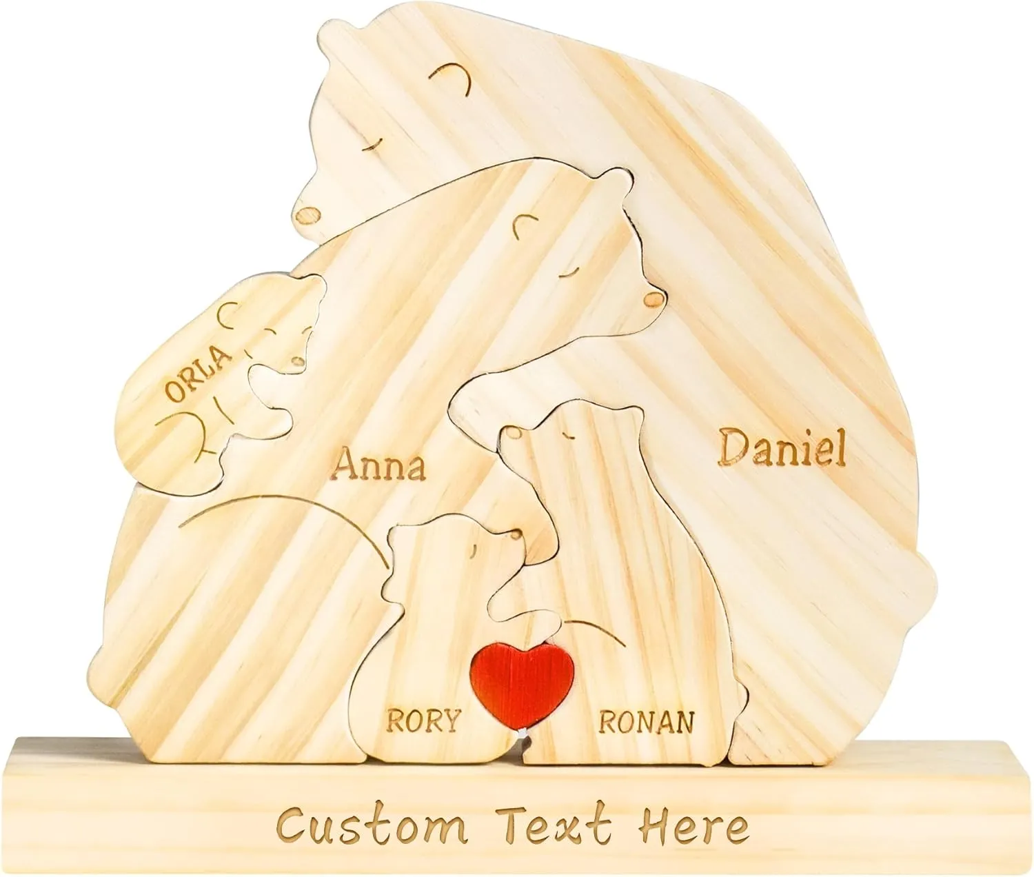 Personalized Wooden Bears Family Puzzle, Custom Name Sign with 2-9 Family Members Names, Cute Bear Customized Gifts for Women, Name Sign Home Decor for Christmas, Mother's Day, Birthday, Anniversary