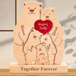 Personalized Wooden Cute Bear Puzzle with 2-6 Family Name, We are Custom Family Member Names Puzzle Home Gifts, Ideal Gift for Mother's Day, Father’s Day, House Warming Decor, Unique Gift for Mom&Dad