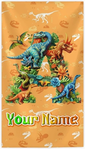 Personalized Beach Towels, Dinosaur Towel, Initial Gifts for Boys, Sandproof, Microfiber, Custom Kids Beach Essentials with Name (2 Sizes)