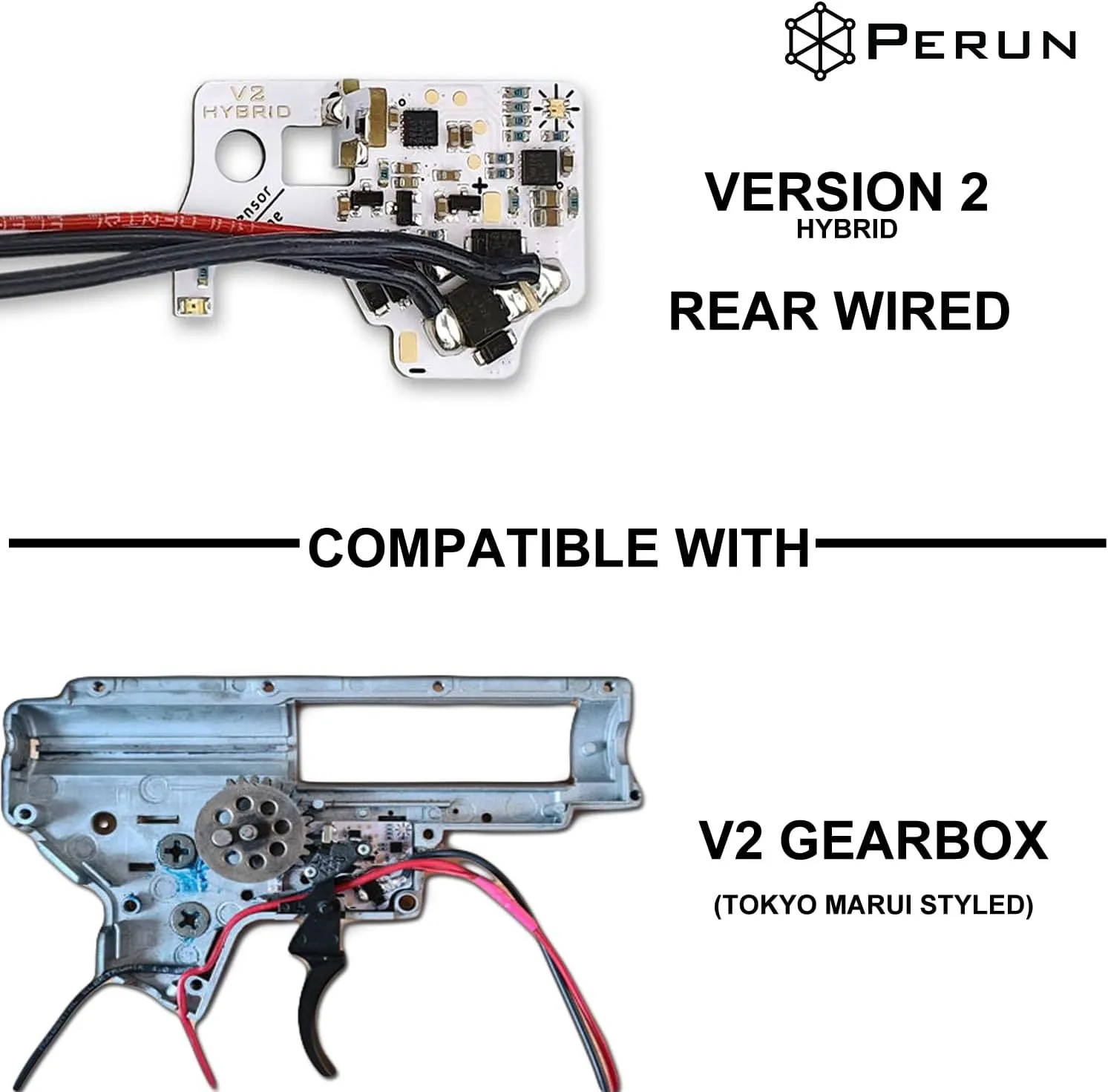 Perun Mosfet Upgrade for AEG Airsoft Rifle V2 Tokyo Marui Gearbox V3 and G&G ETU Gearbox Upgrades - Programmable Fire Modes, Precocking, DMR Mode