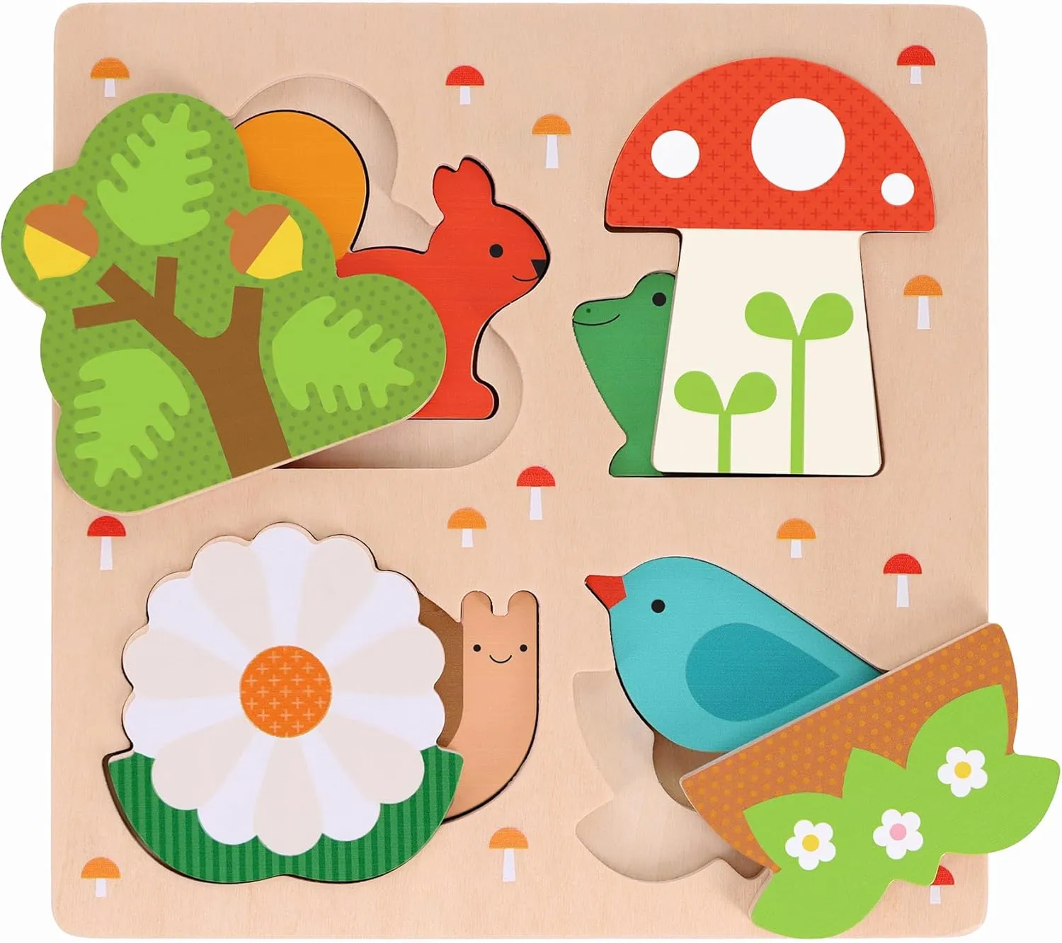 Petit Collage: This is My Home - Wooden Reveal Puzzle - Includes Eight Chunky Wooden Pieces - Sort and Match The Animals to Their Homes -Great Gift for Children 18 Months  