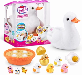 Pets Alive Mama Duck Surprise by ZURU, 4 Surprise Eggs, Baby Ducklings, 10  Sounds, Walking Toy, Interactive Girls Toy, Ages 3 