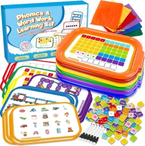 Phonics Magnetic Tray Letter Tiles for Kids, Phonemic Awareness Science of Reading Manipulatives Sight Words CVC Blends & Digraphs, Toddler Learn to Read Spelling Rhyming Kindergarten Classroom